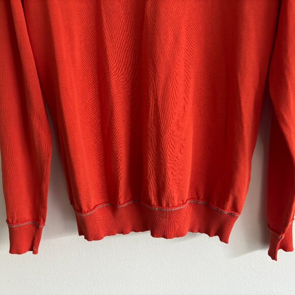$635 Eleventy Platinum Crewneck Slim Fit Cotton Sweater in Orange - Medium - Picture 4 of 10